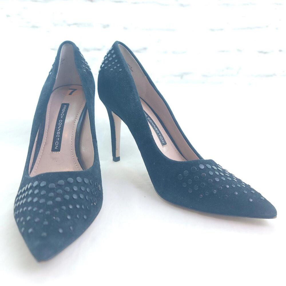 French Connection Ronnie Black Suede Heels US 6.5/7 EU 37